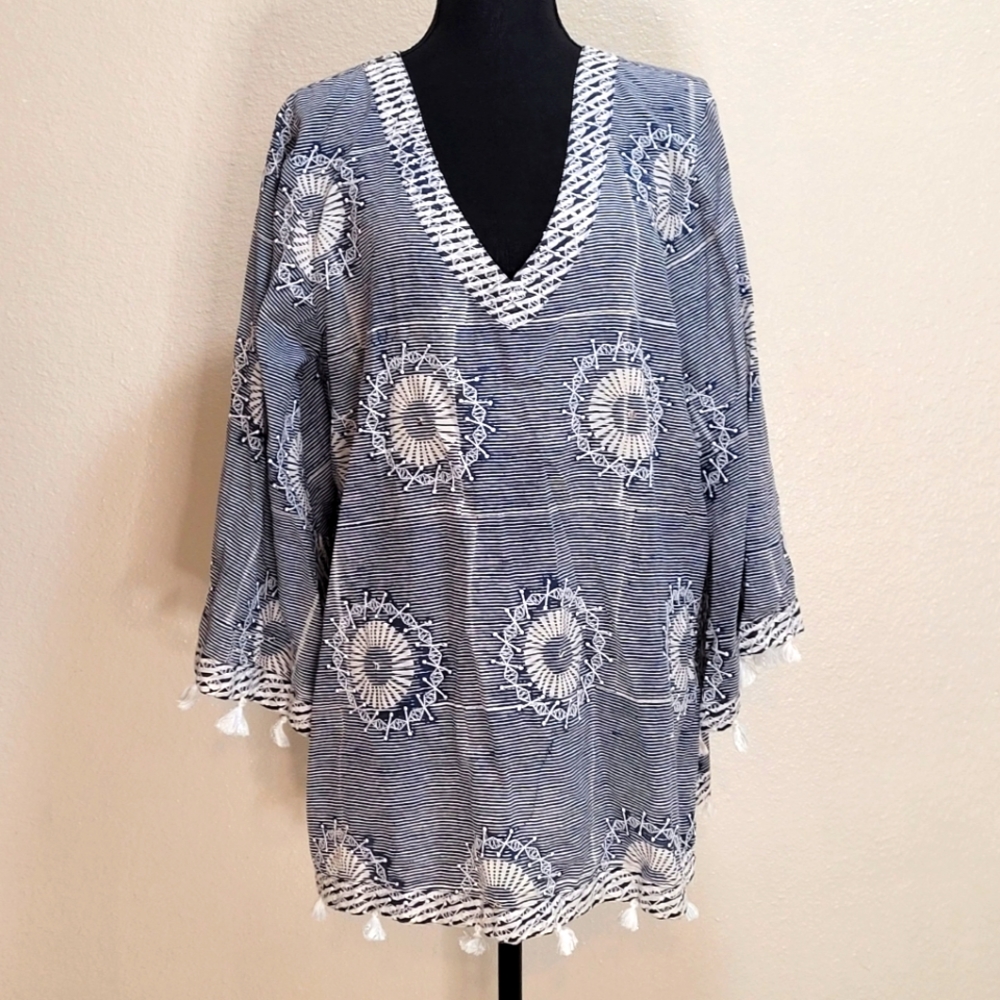 LulaSoul Large Blue and White Tunic